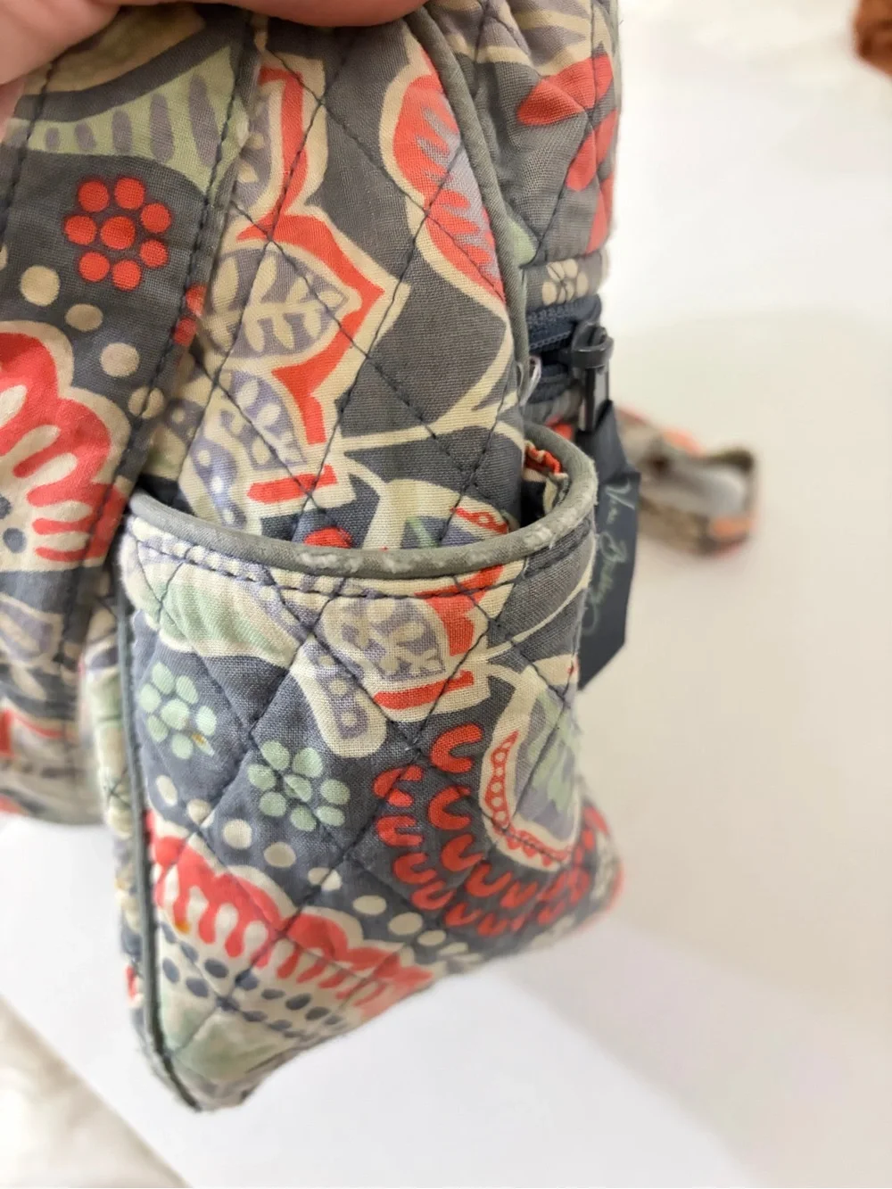 Vera Bradley Quilted Floral Crossbody Bag in coral n mint - Picture 2 of 6